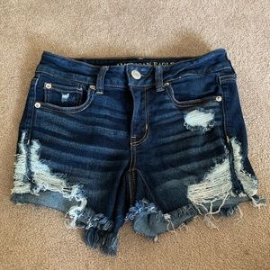 American Eagle Distressed Midi Jean Shorts